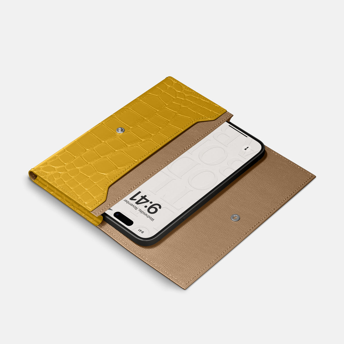 Wallet Case For iPhone 17 Air In Alligator -2 | Yellow