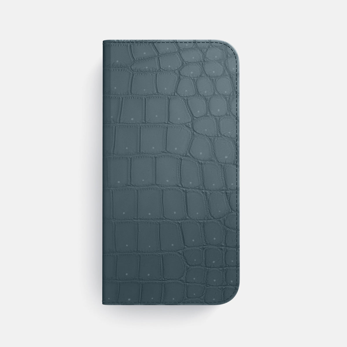 Folio Case with Card For iPhone 18 Pro Max In Porosus Crocodile -4 | Denim-Steel