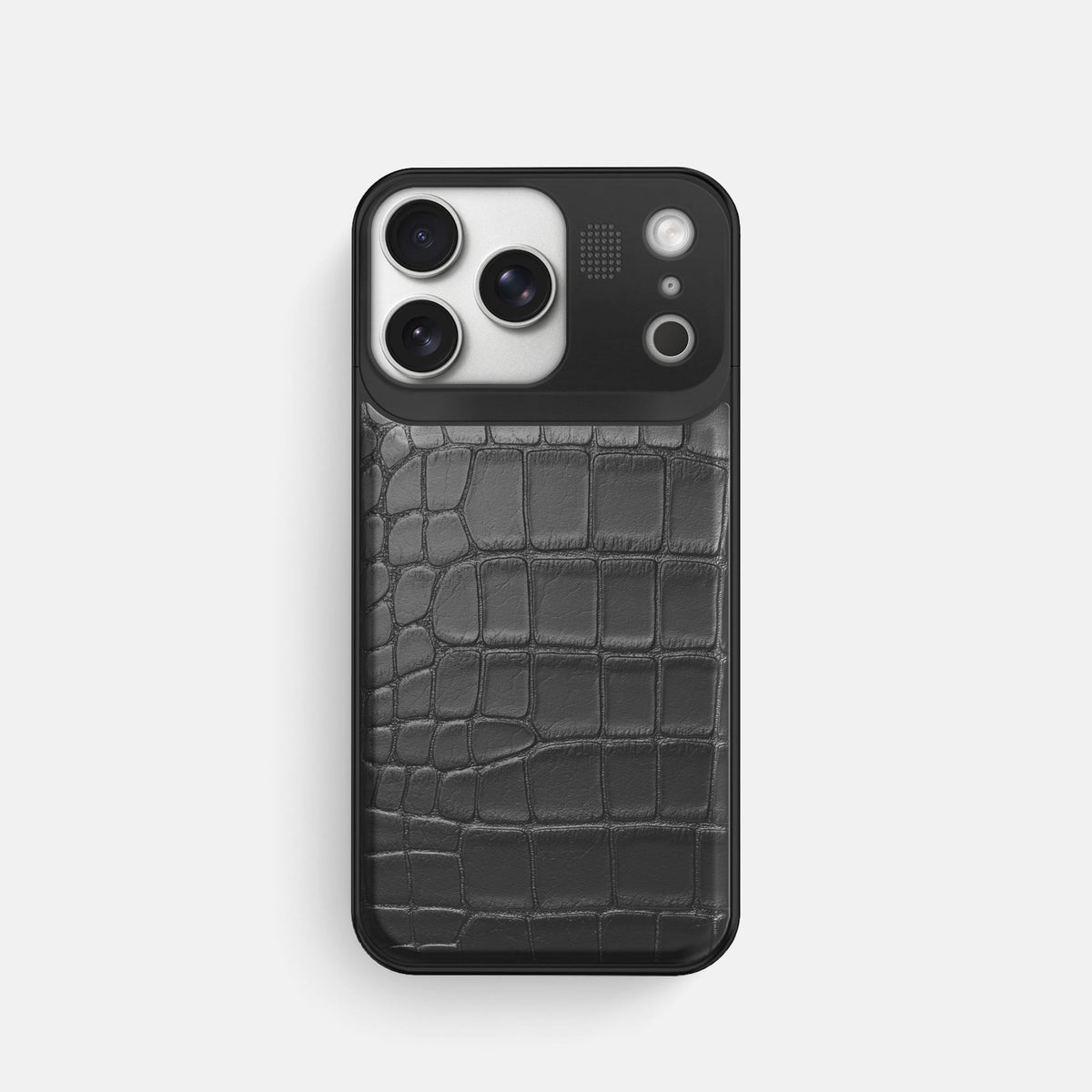 Metal Case For iPhone 18 Pro In Alligator -1 | Grey-Black