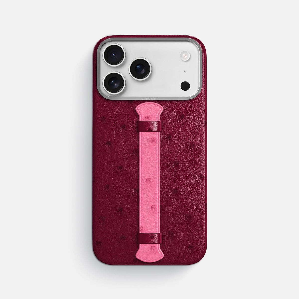 Center Handle Coloré For iPhone 18 Pro Max In Ostrich -1 | Bordeaux-Steel