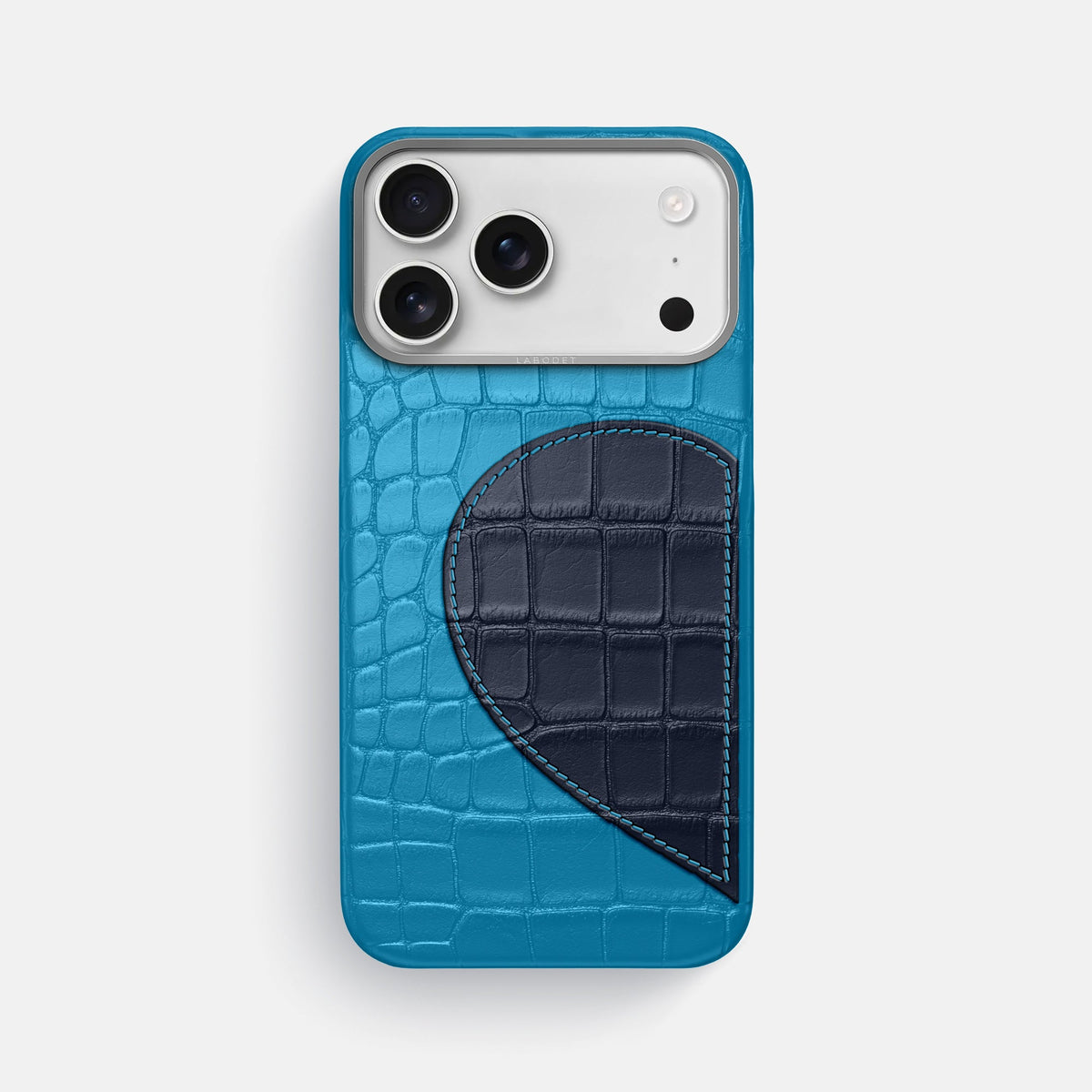 Classic Case With Half Heart - Left For iPhone 18 Pro Max In Alligator -1 | Curaçao-Blue-Steel