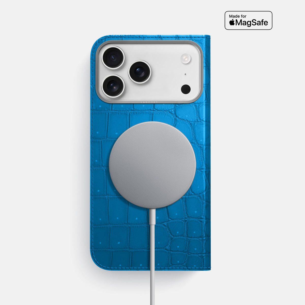 Folio Case For iPhone 18 Pro Max In Porosus Crocodile -3 | Blue-Lagoon-Steel