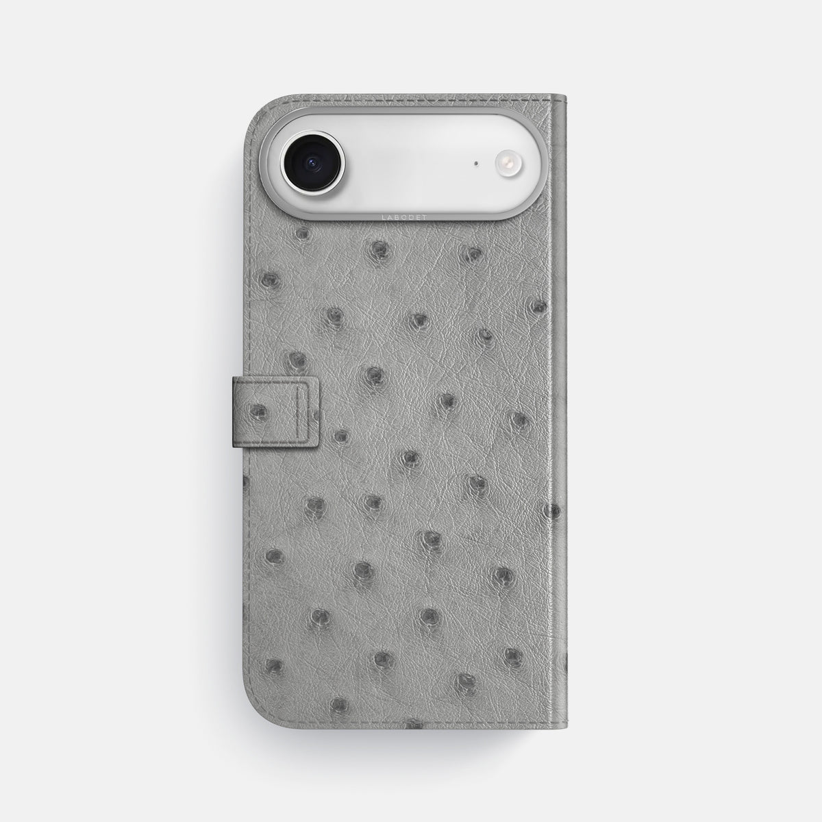 Folio Case with Clasp For iPhone 17 Air In Ostrich -3 | Silver-Steel