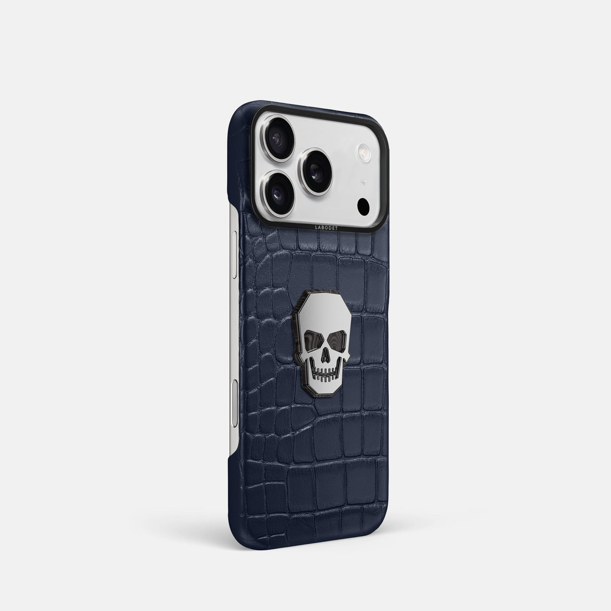 Classic Case With Titanium Skull For iPhone 18 Pro In Alligator -2 | Navy-Blue-Black