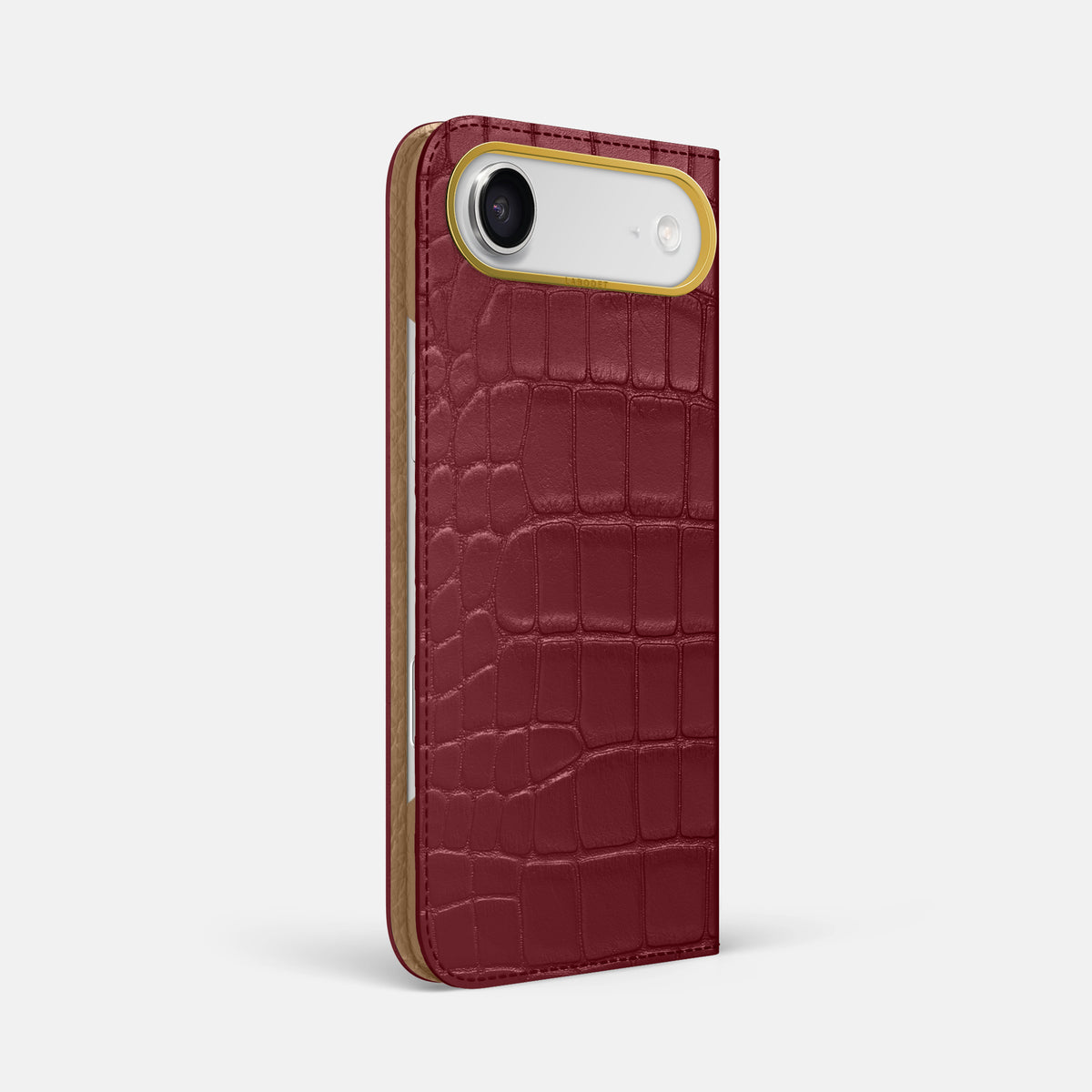 Folio Case For iPhone 17 Air In Alligator -1 | Burgundy-Gold