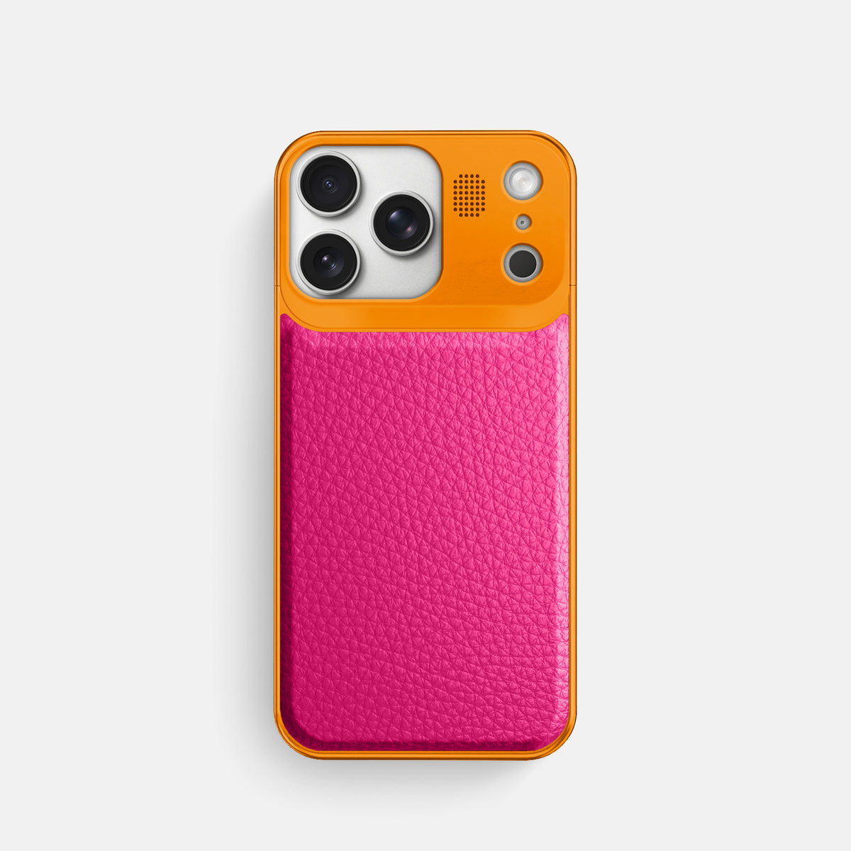 Metal Case For iPhone 17 Pro In Calf -1 | Magenta-Orange