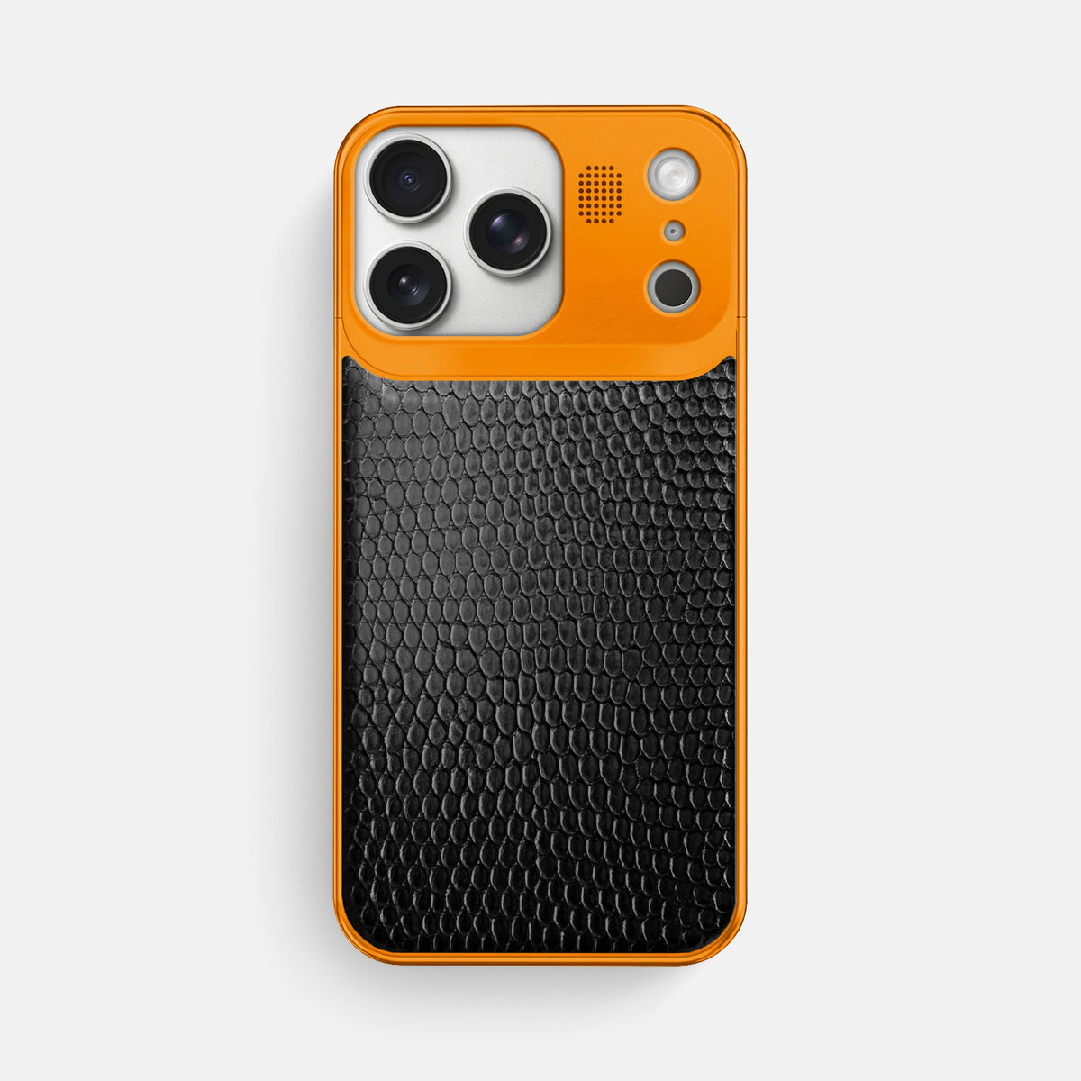 Metal Case For iPhone 17 Pro Max In Lizard -1 | Black-Orange