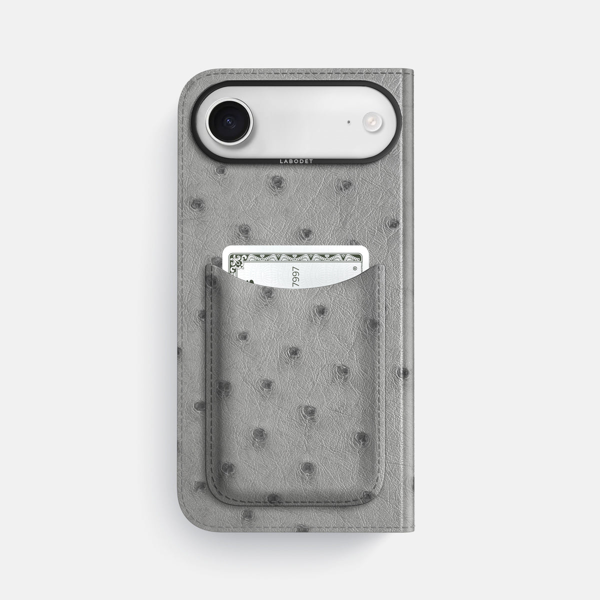 Folio Case with Card For iPhone 17 Air In Ostrich -3 | Silver-Black