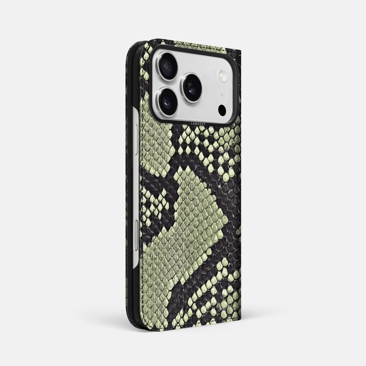 Folio Case For iPhone 18 Pro Max In Deluxe Python -1 | Army-Green-Black