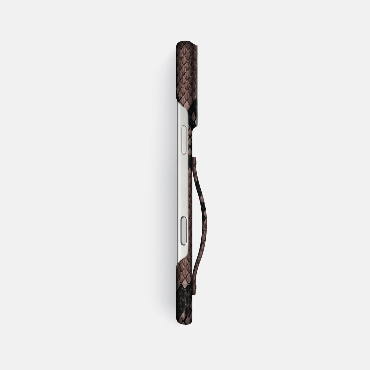 Finger Case For iPhone 18 Pro Max In Deluxe Python -3 | Mahogany-Brown-Steel