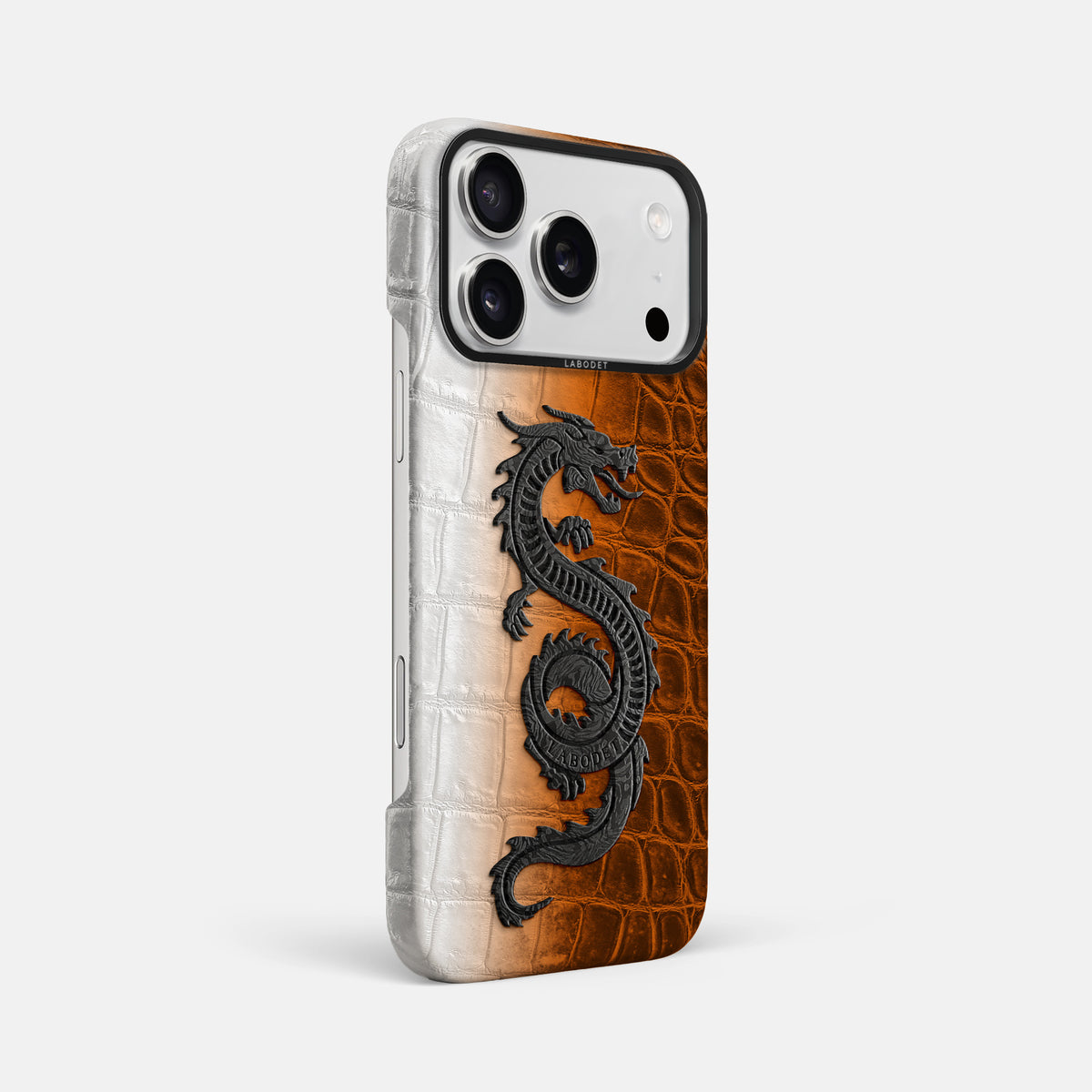 Classic Case With Carbon Dragon For iPhone 17 Pro Max In Himalayan Crocodile -2 | Orange-Black