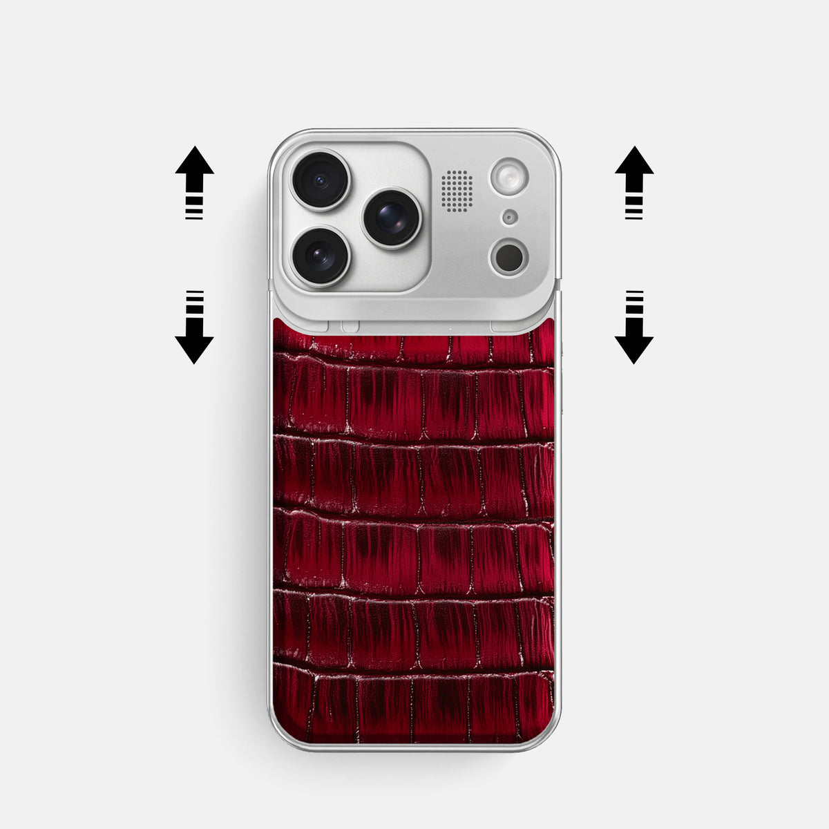 Metal Case For iPhone 17 Pro In Patina Alligator -2 | Havana-Burgundy-Steel
