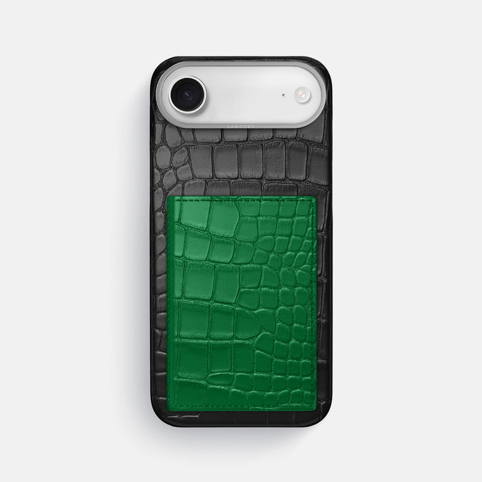 Bi-Fold Case Coloré For iPhone 17 Air In Alligator -1 | Black-Steel