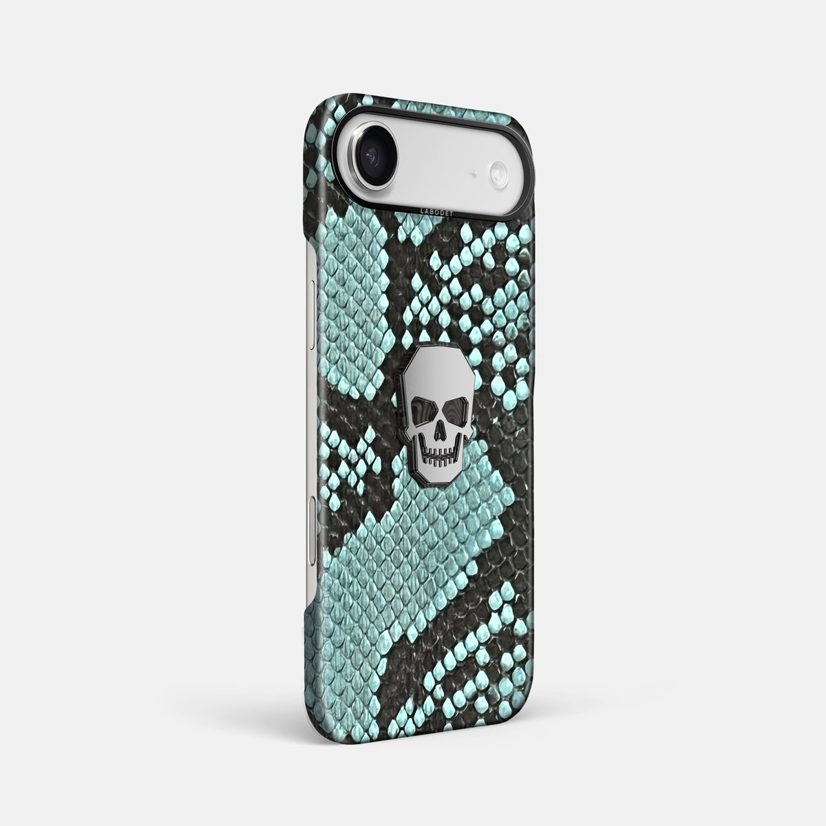 Classic Case With Titanium Skull For iPhone 17 Air In Deluxe Python -2 | Blue-Lagoon-Black