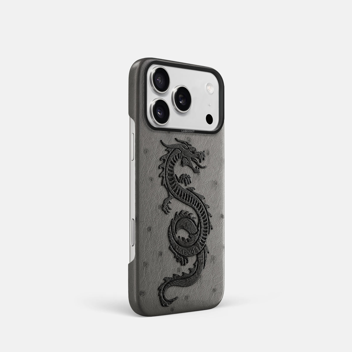 Classic Case With Carbon Dragon For iPhone 17 Pro In Ostrich -2 | Grey-Black