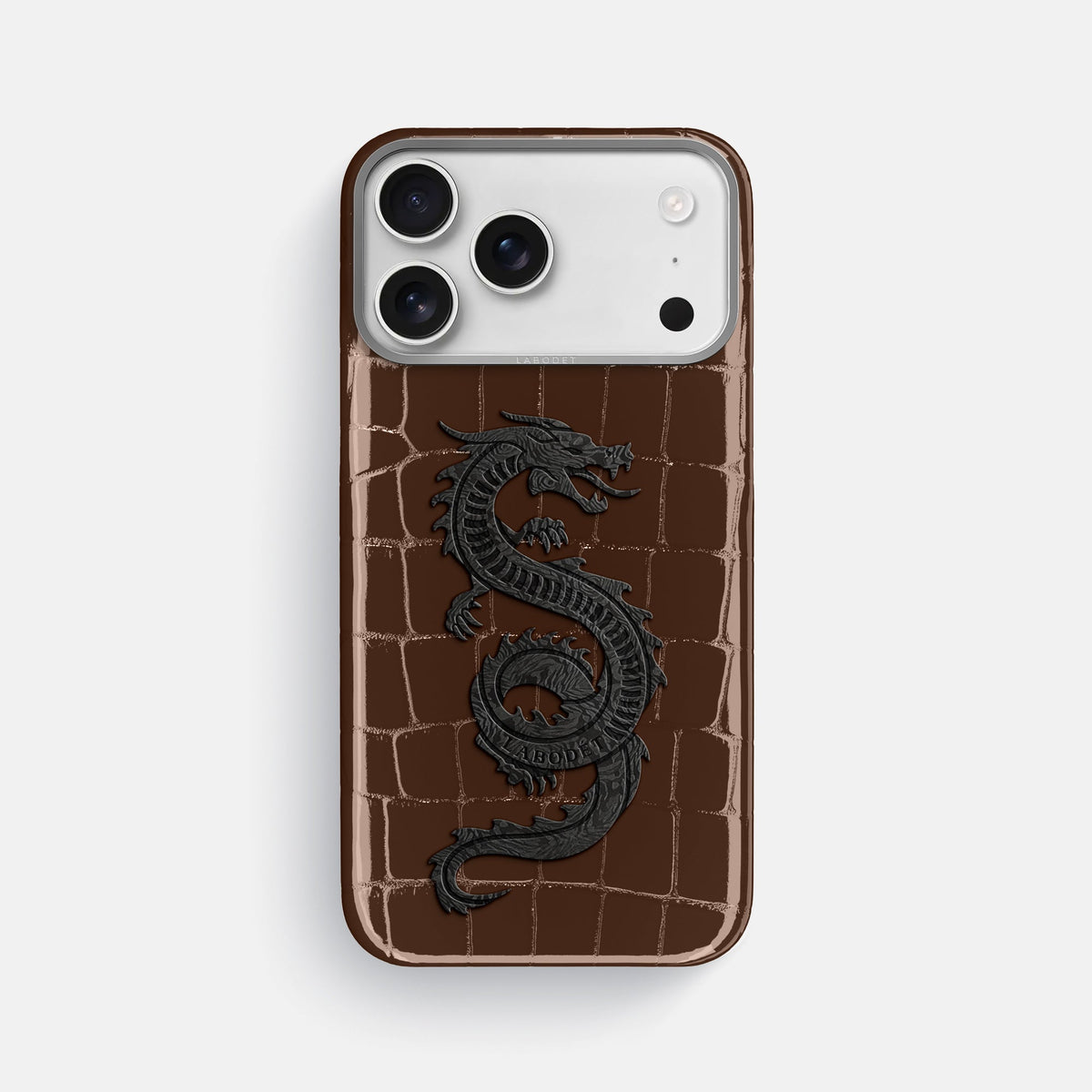 Classic Case With Carbon Dragon For iPhone 18 Pro Max In Shiny Alligator -1 | Brown-Steel