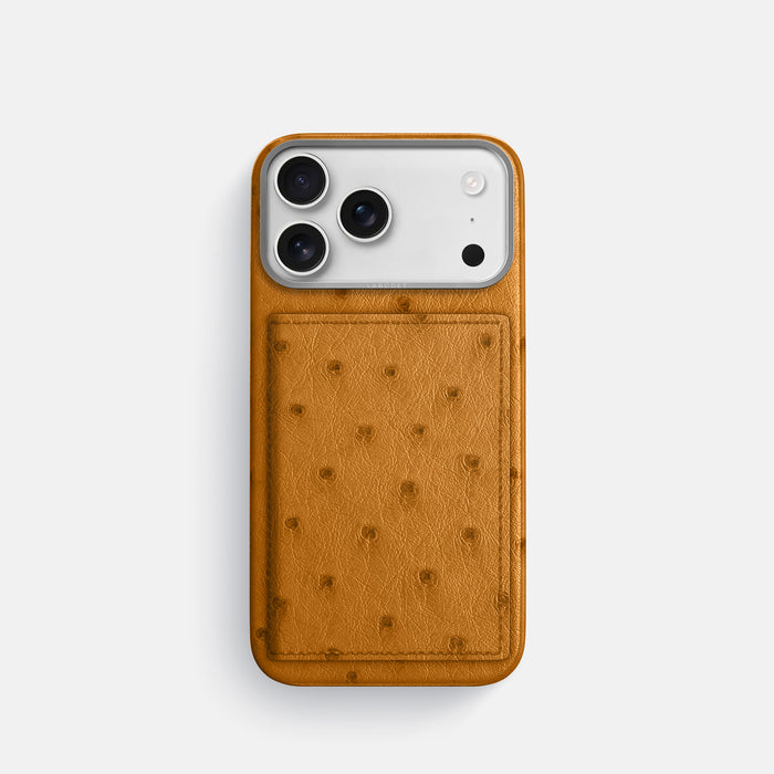 Bi-Fold Case For iPhone 17 Pro In Ostrich -1 | Chestnut-Steel