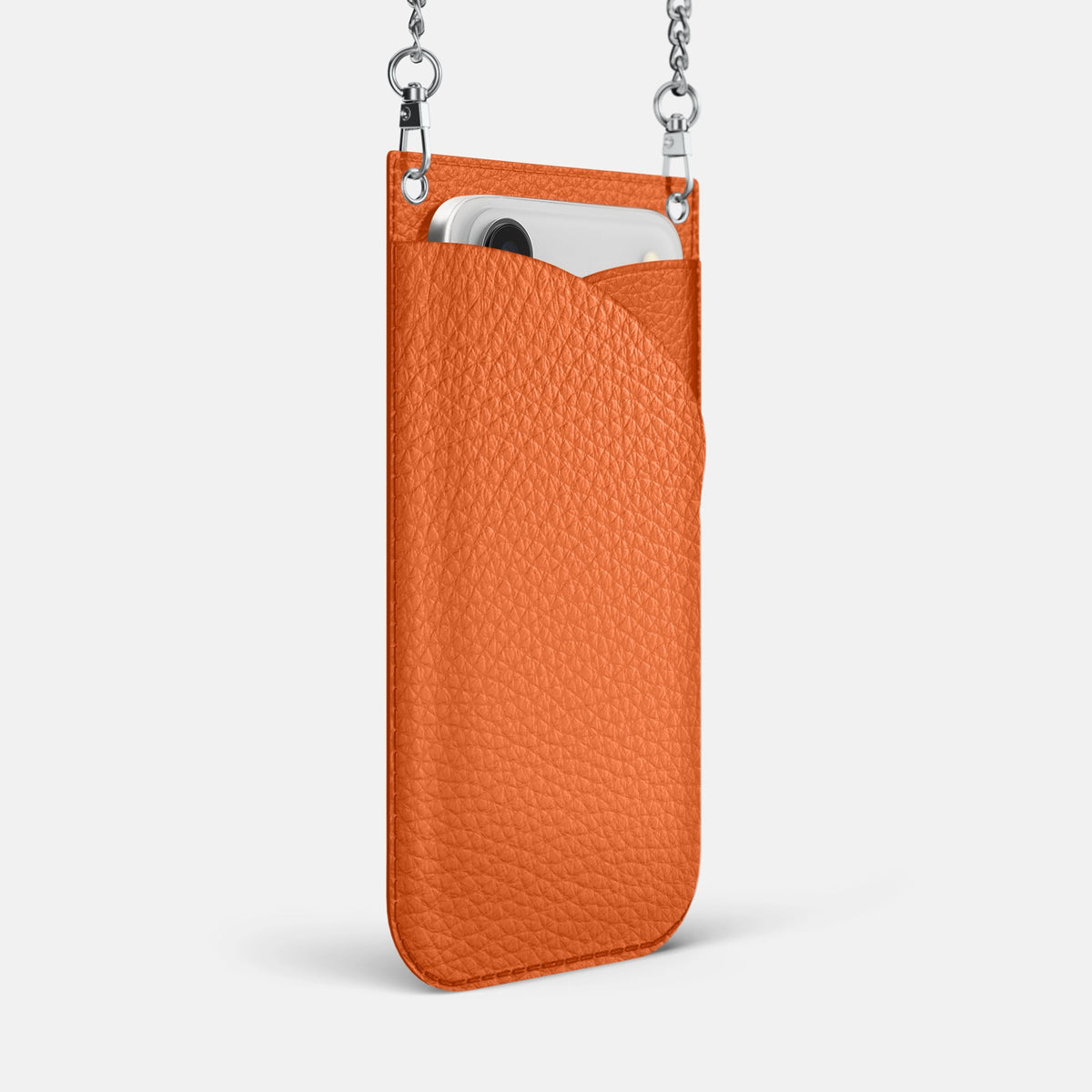 Crossbody Bag For iPhone 18 Pro Max In Calf -2 | Orange-Steel