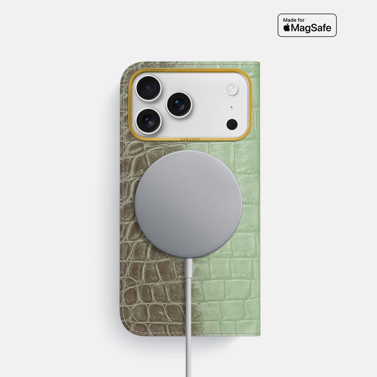 Folio Case For iPhone 17 Pro In Himalayan Crocodile -3 | Pistachio-Gold