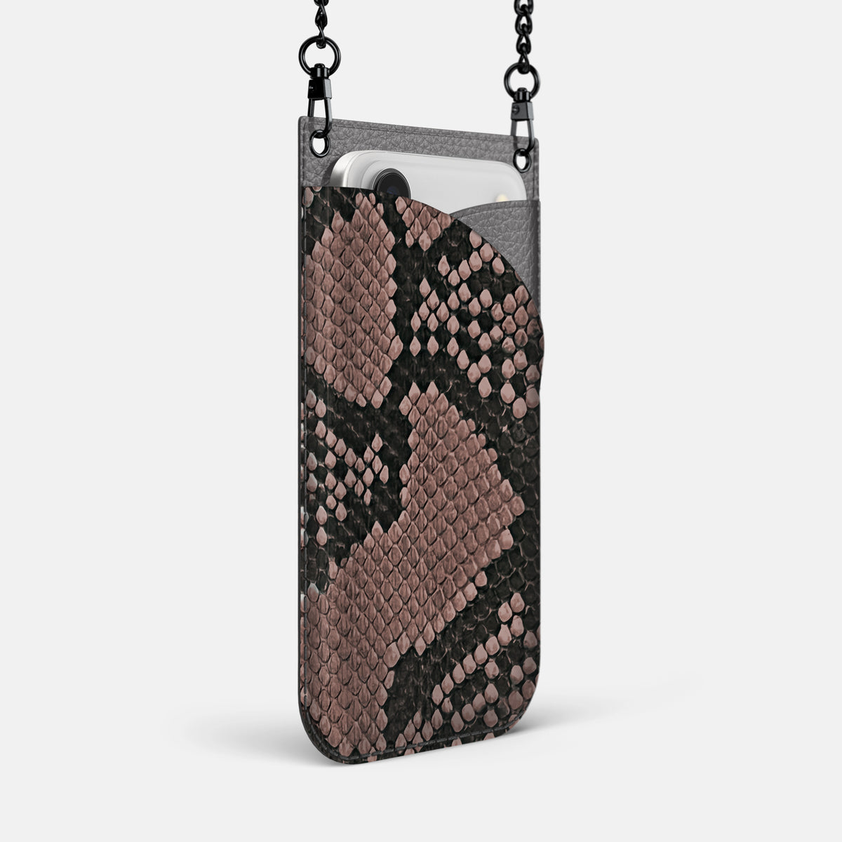 Crossbody Bag For iPhone 17 Air In Deluxe Python -2 | Mahogany-Brown-Black