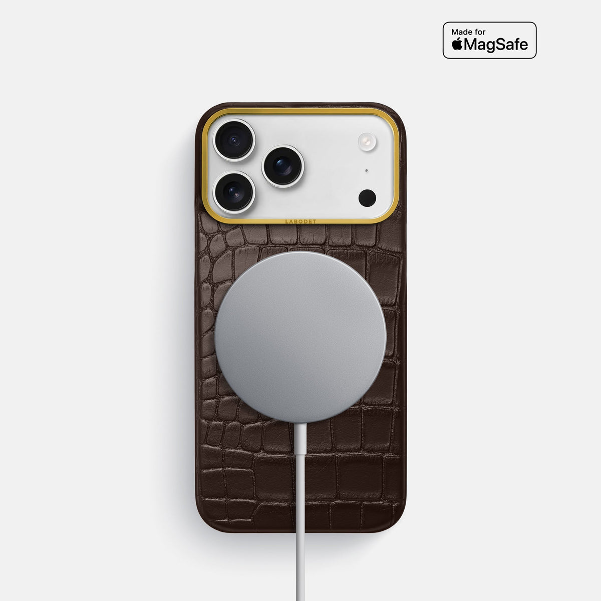 Classic Case For iPhone 18 Pro In Alligator -5 | Dark-Brown-Gold
