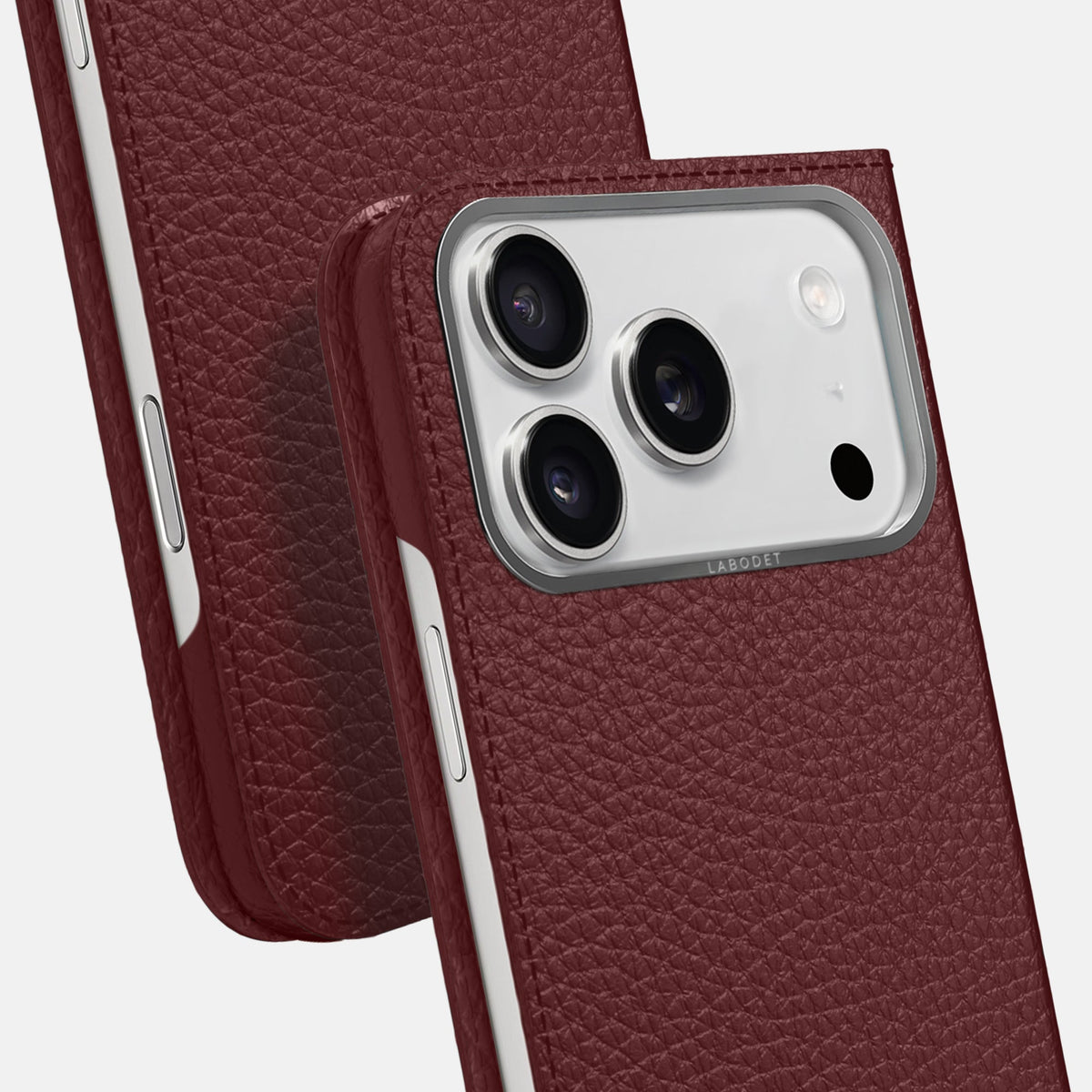 Folio Case For iPhone 18 Pro Max In Calf -5 | Bordeaux-Steel