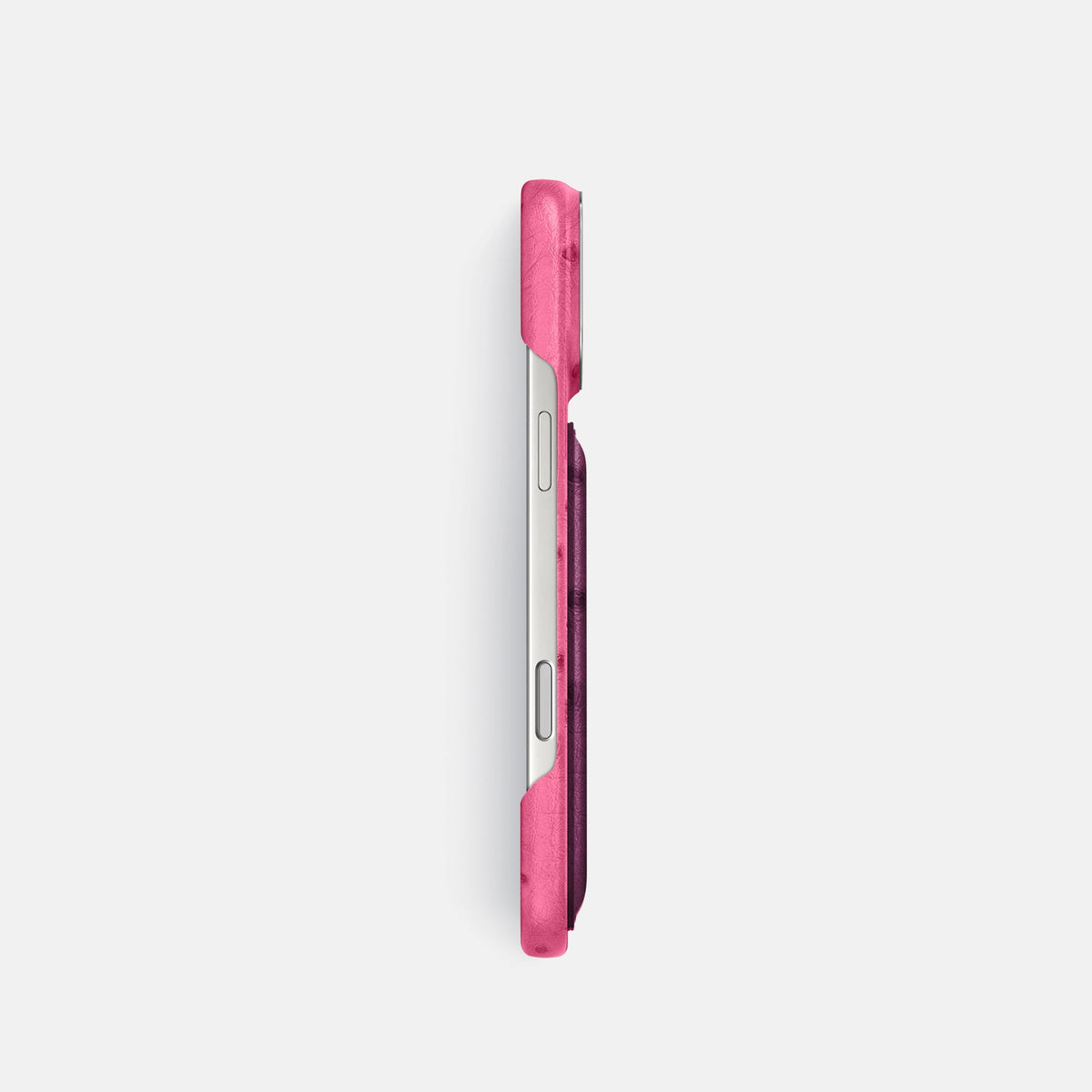 Double Card Case Coloré For iPhone 18 Pro In Ostrich -3 | Pink-Steel