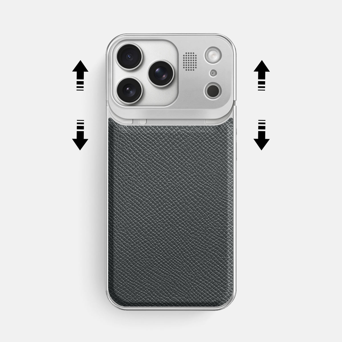 Metal Case For iPhone 17 Pro Max In Epsom-Style Calf -2 | Grey-Steel