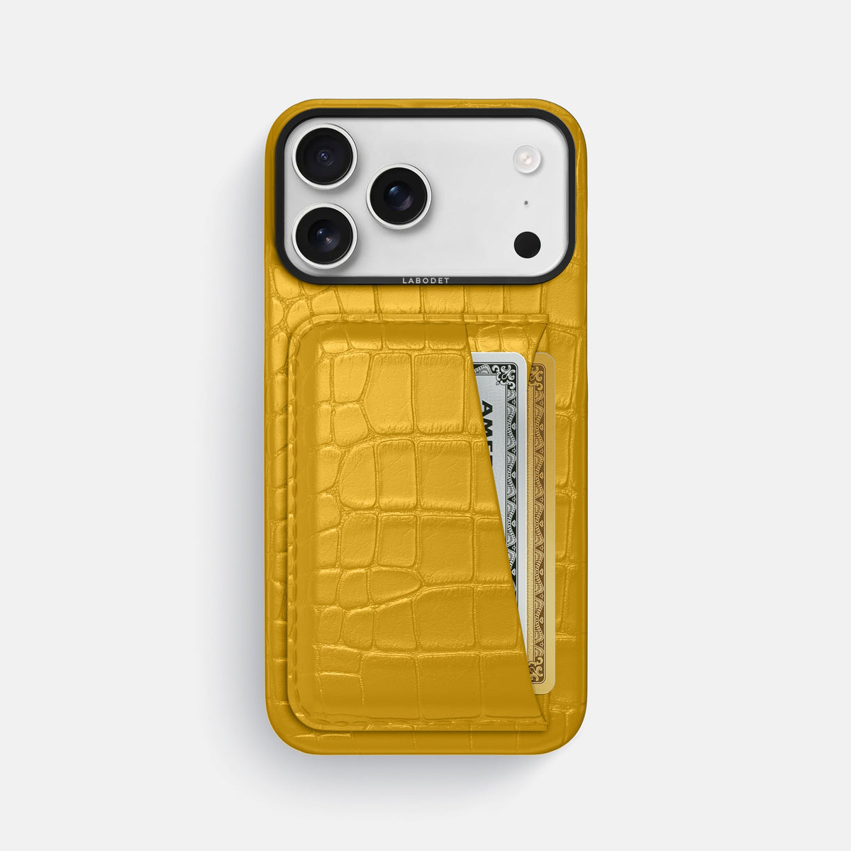 Double Card Case For iPhone 18 Pro Max In Alligator -1 | Yellow-Black