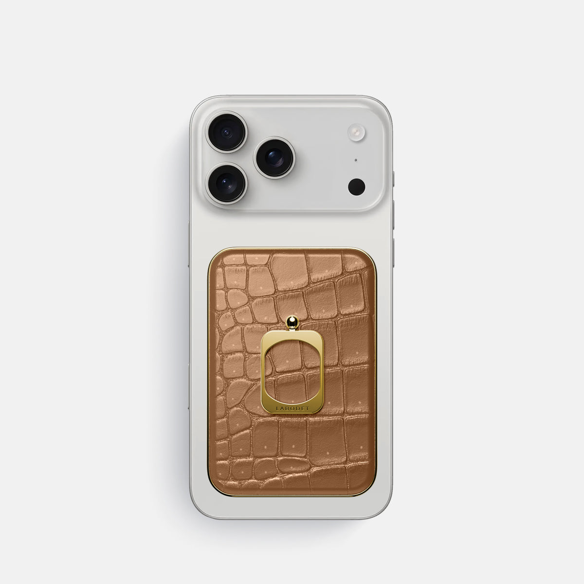 MagSafe Ring For iPhone 17 Pro In Porosus Crocodile -2 | Milk-Chocolate-Gold