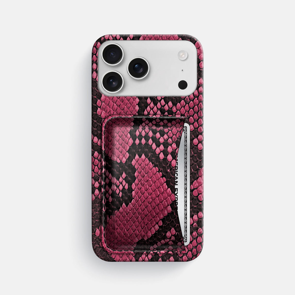 Slim Card Case For iPhone 18 Pro Max In Deluxe Python -1 | Burgundy