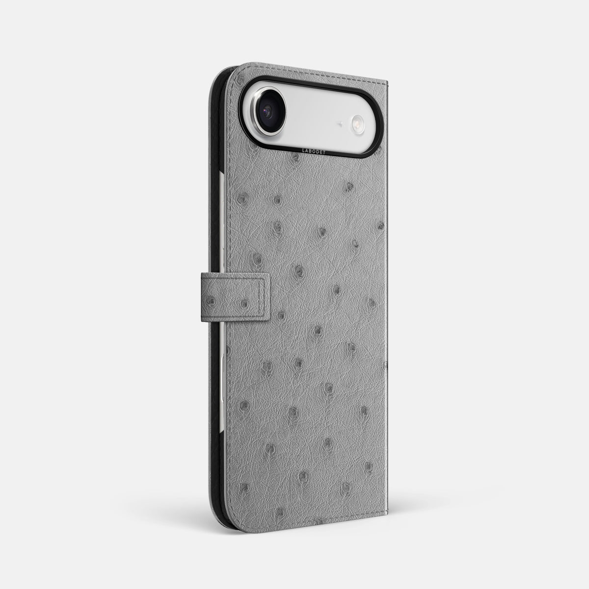 Folio Case with Clasp For iPhone 17 Air In Ostrich -1 | Silver-Black