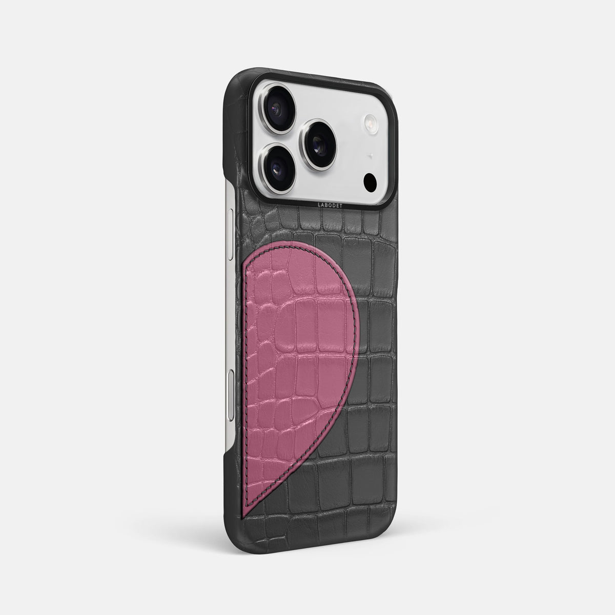 Classic Case With Half Heart - Right For iPhone 18 Pro Max In Alligator -2 | Grey-Black