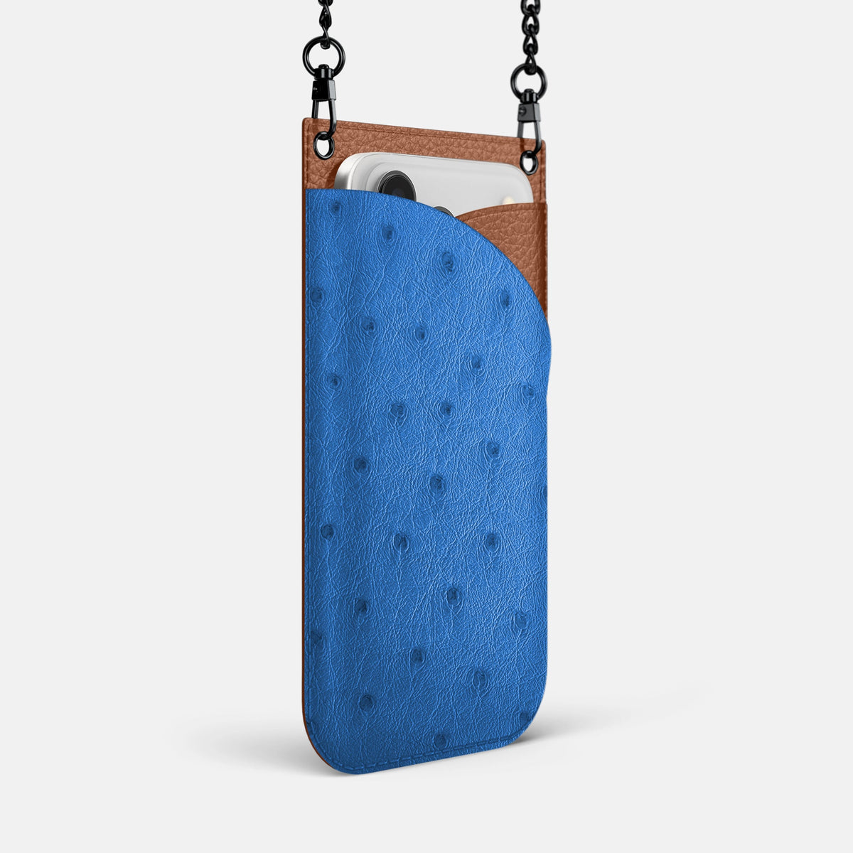 Crossbody Bag For iPhone 18 Pro Max In Ostrich -2 | Royal-Blue-Black