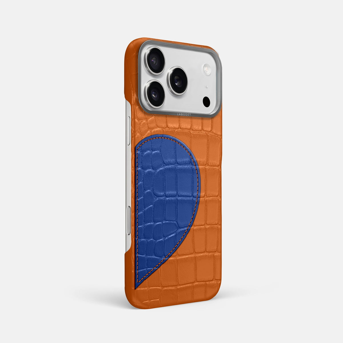 Classic Case With Half Heart - Right For iPhone 18 Pro Max In Alligator -2 | Orange-Steel