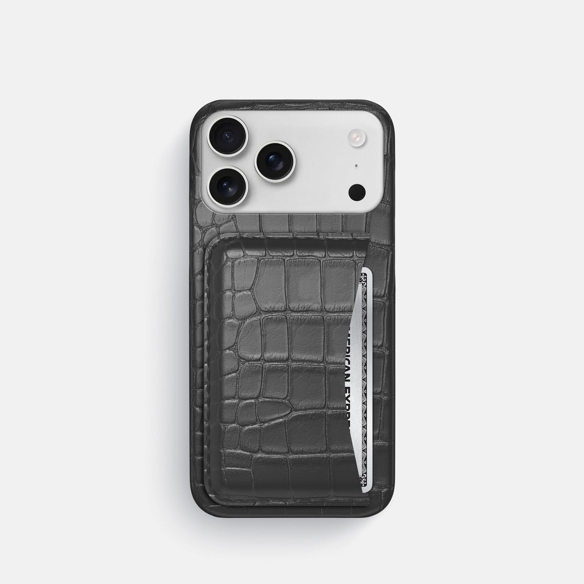 Slim Card Case For iPhone 18 Pro In Alligator -1 | Grey