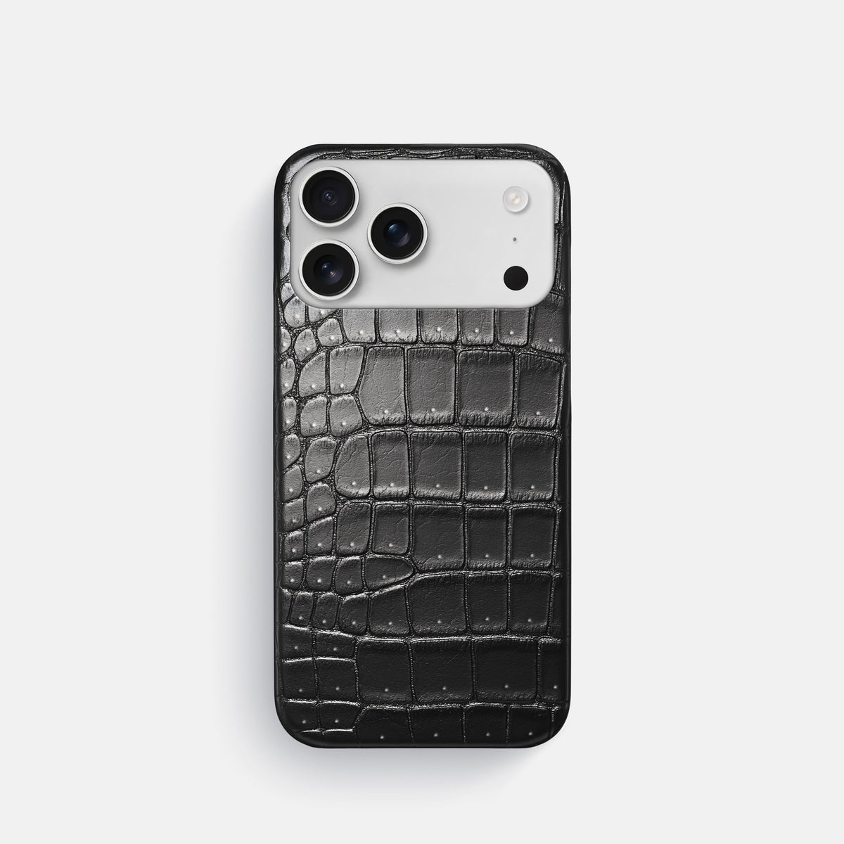 Slim Case For iPhone 17 Pro In Porosus Crocodile -1 | Shiny-Black