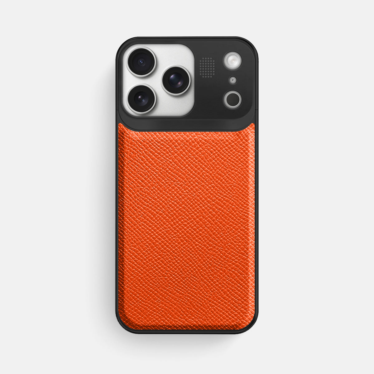 Metal Case For iPhone 17 Pro Max In Epsom-Style Calf -1 | Orange-Black