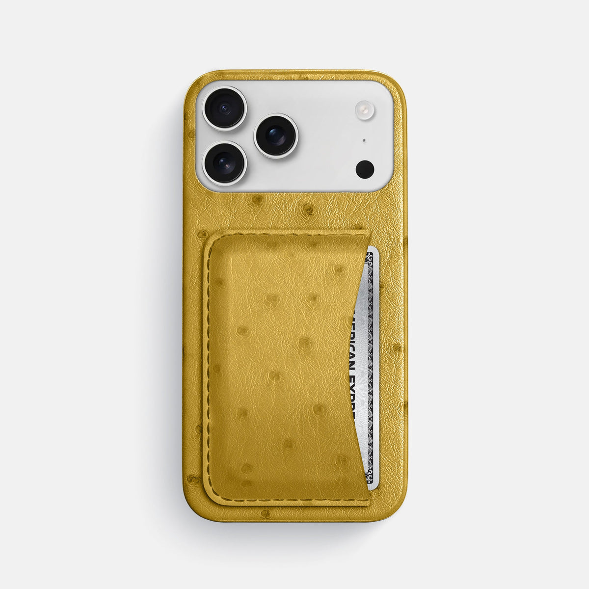 Slim Card Case For iPhone 18 Pro Max In Ostrich -1 | Gold