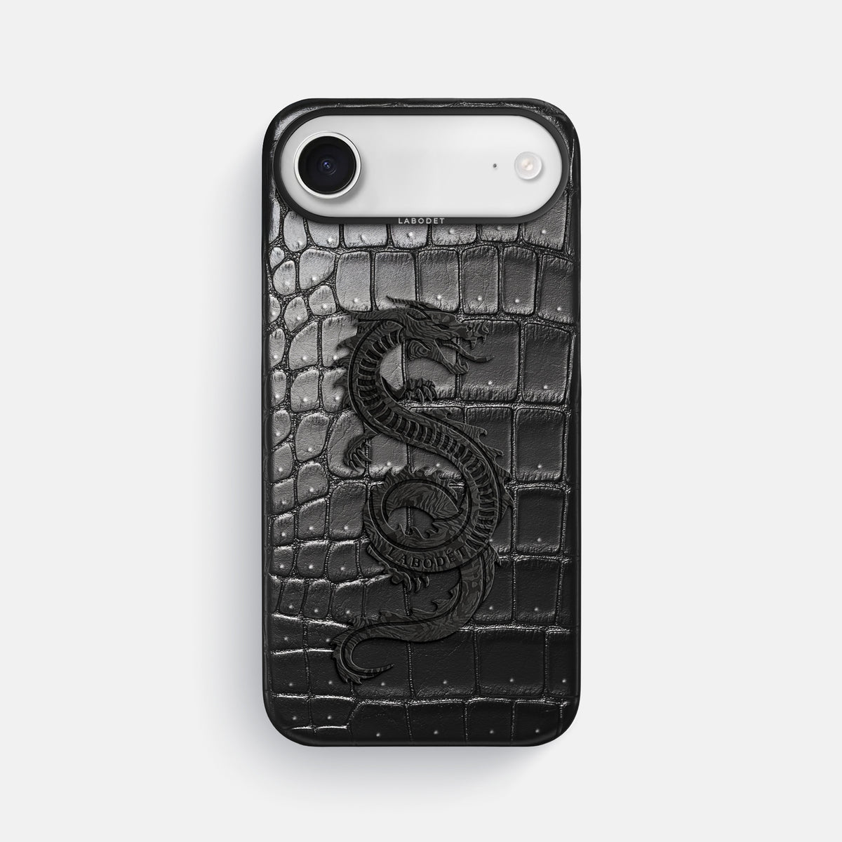Classic Case With Carbon Dragon For iPhone 17 Air In Porosus Crocodile -1 | Shiny-Black-Black