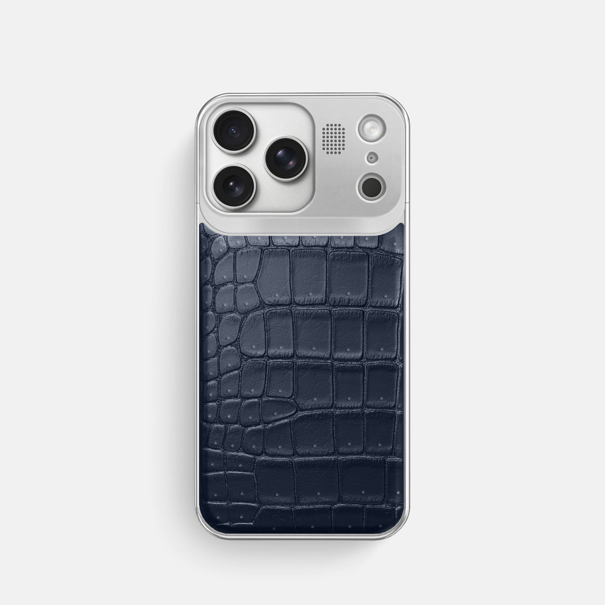 Metal Case For iPhone 17 Pro In Porosus Crocodile -1 | Deep-Blue-Sea-Steel