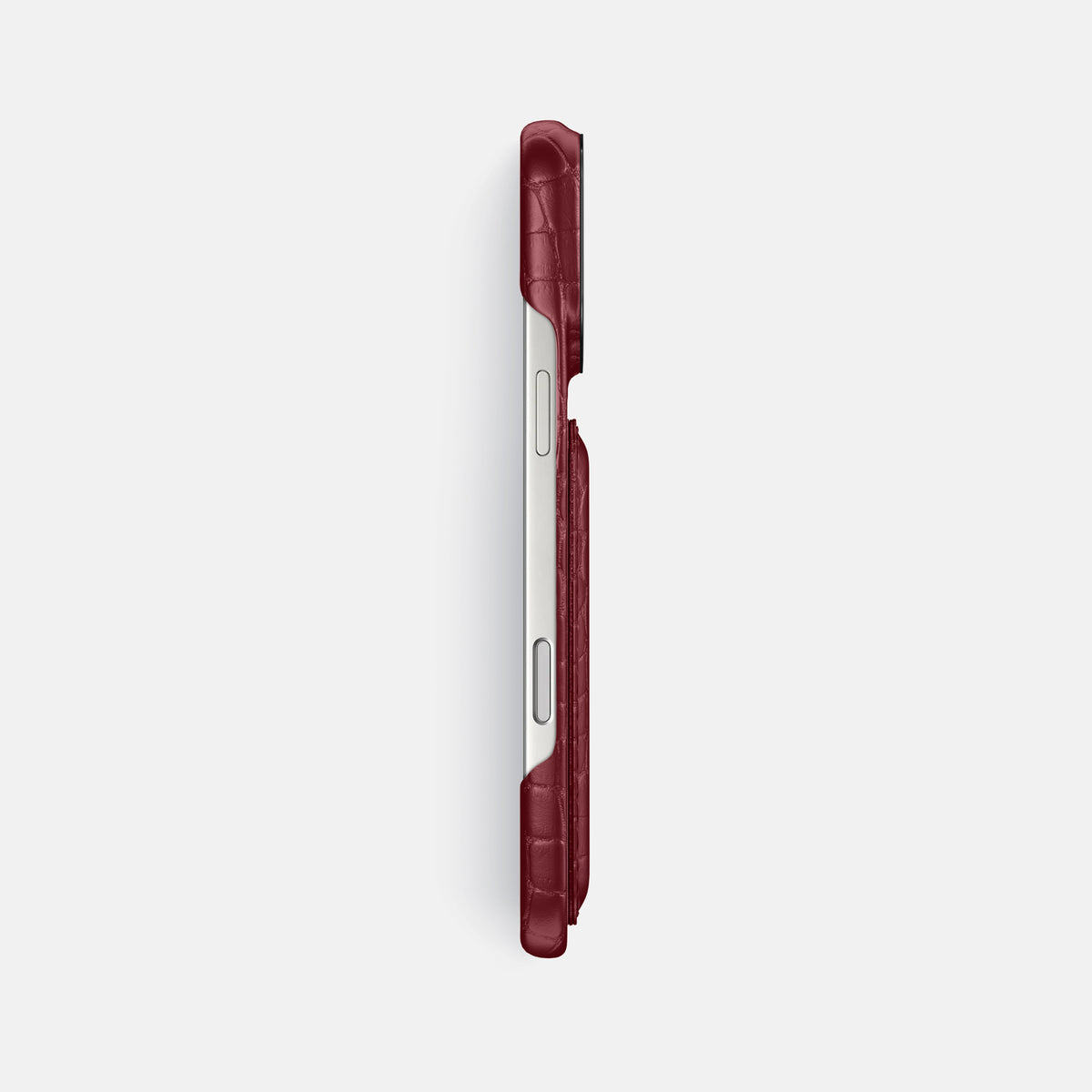 Double Card Case For iPhone 17 Pro Max In Alligator -3 | Burgundy-Black