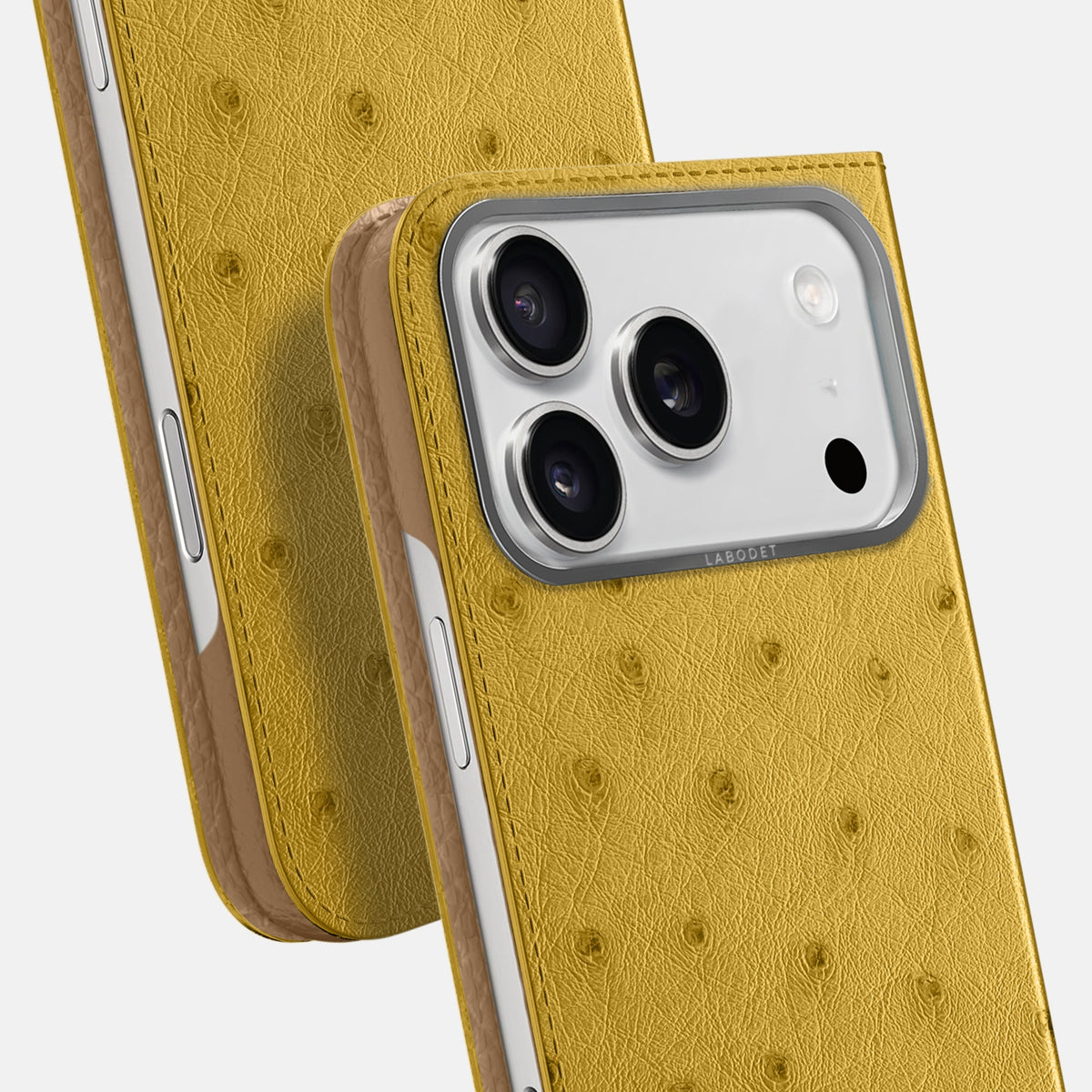 Folio Case For iPhone 18 Pro In Ostrich -5 | Gold-Steel