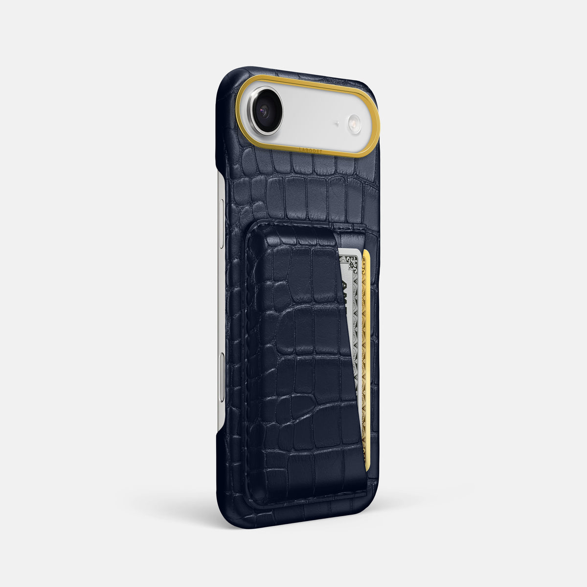 Double Card Case For iPhone 17 Air In Alligator -2 | Navy-Blue-Gold