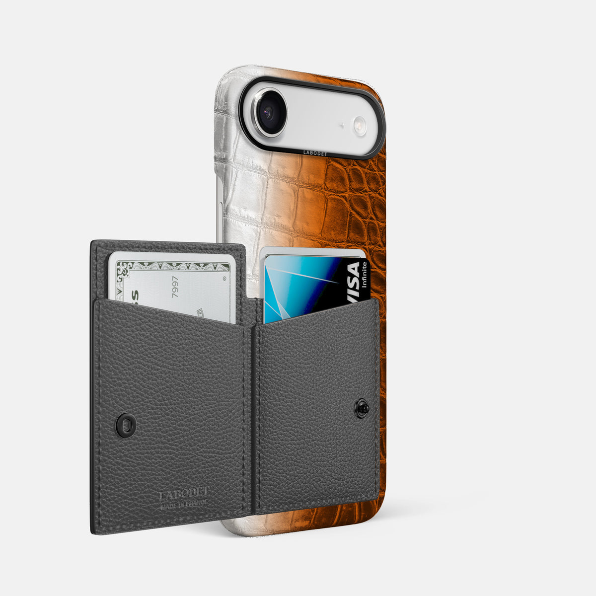 Bi-Fold Case For iPhone 17 Air In Himalayan Crocodile -2 | Orange-Black