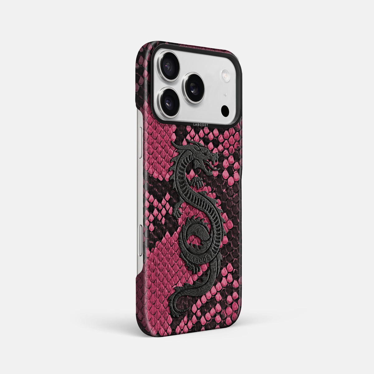 Classic Case With Carbon Dragon For iPhone 17 Pro Max In Deluxe Python -2 | Burgundy-Black