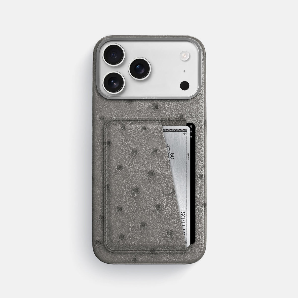 Double Card Case For iPhone 18 Pro Max In Ostrich -1 | Grey-Steel