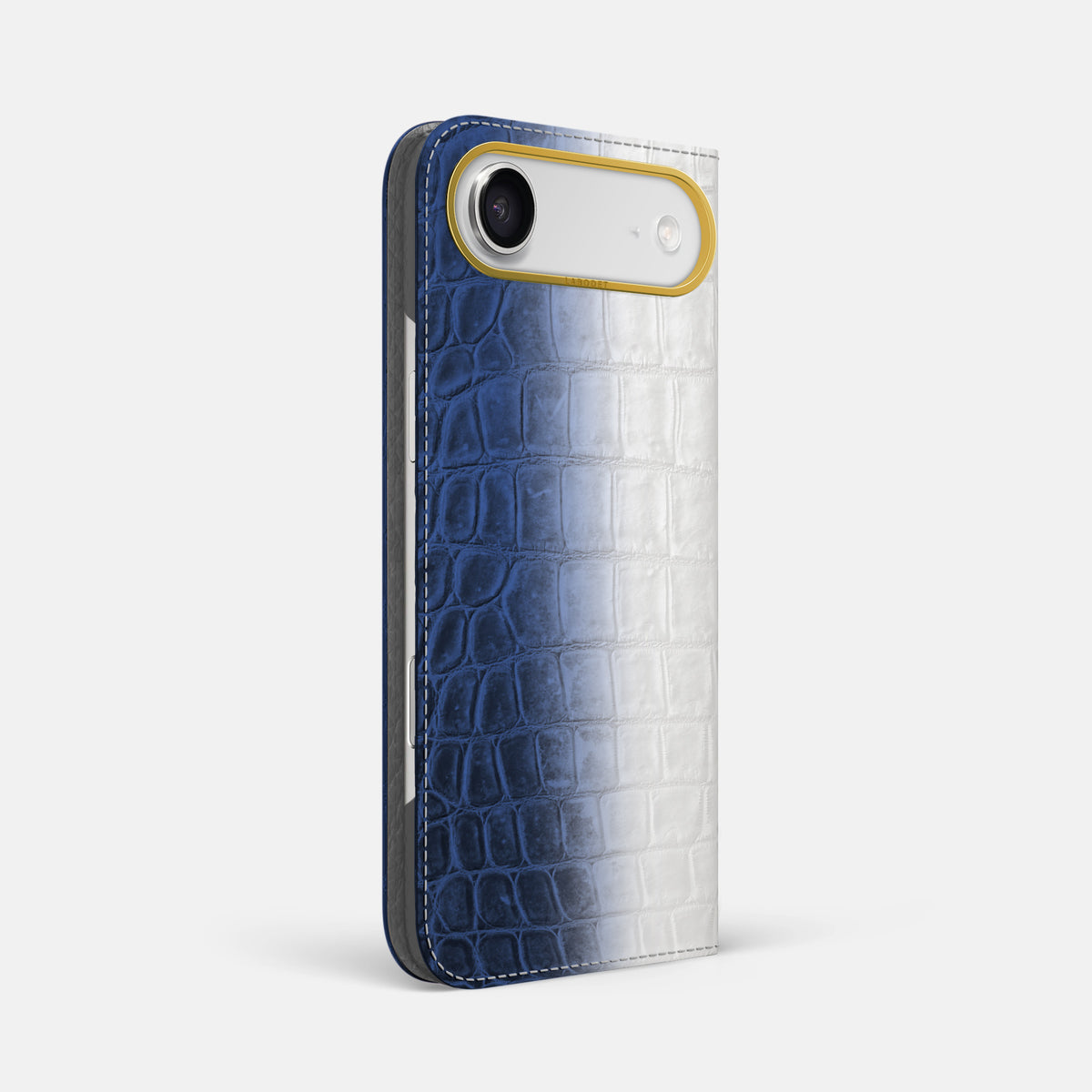Folio Case For iPhone 17 Air In Himalayan Crocodile -1 | Navy-Blue-Gold