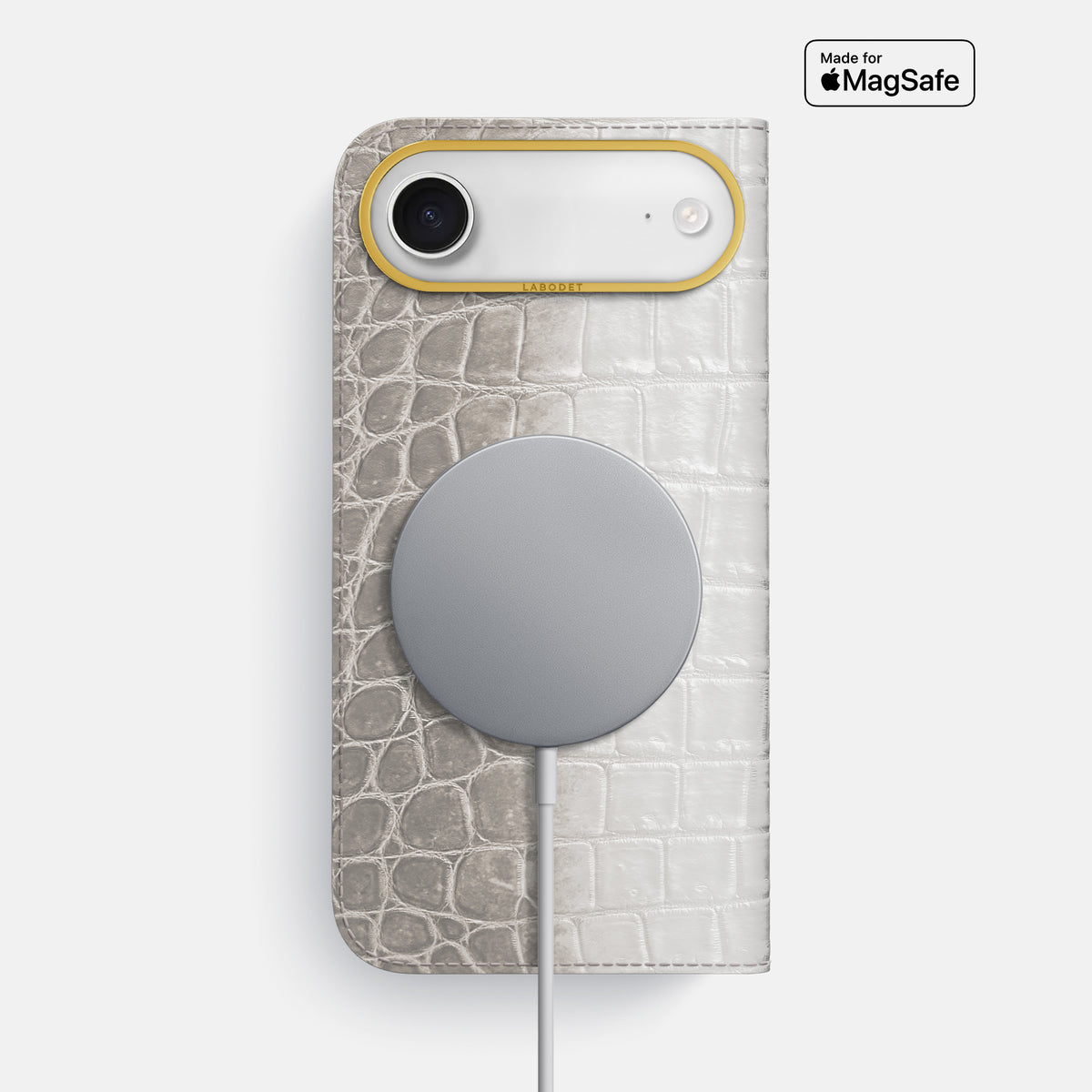 Folio Case For iPhone 17 Air In Himalayan Crocodile -3 | Grey-Gold