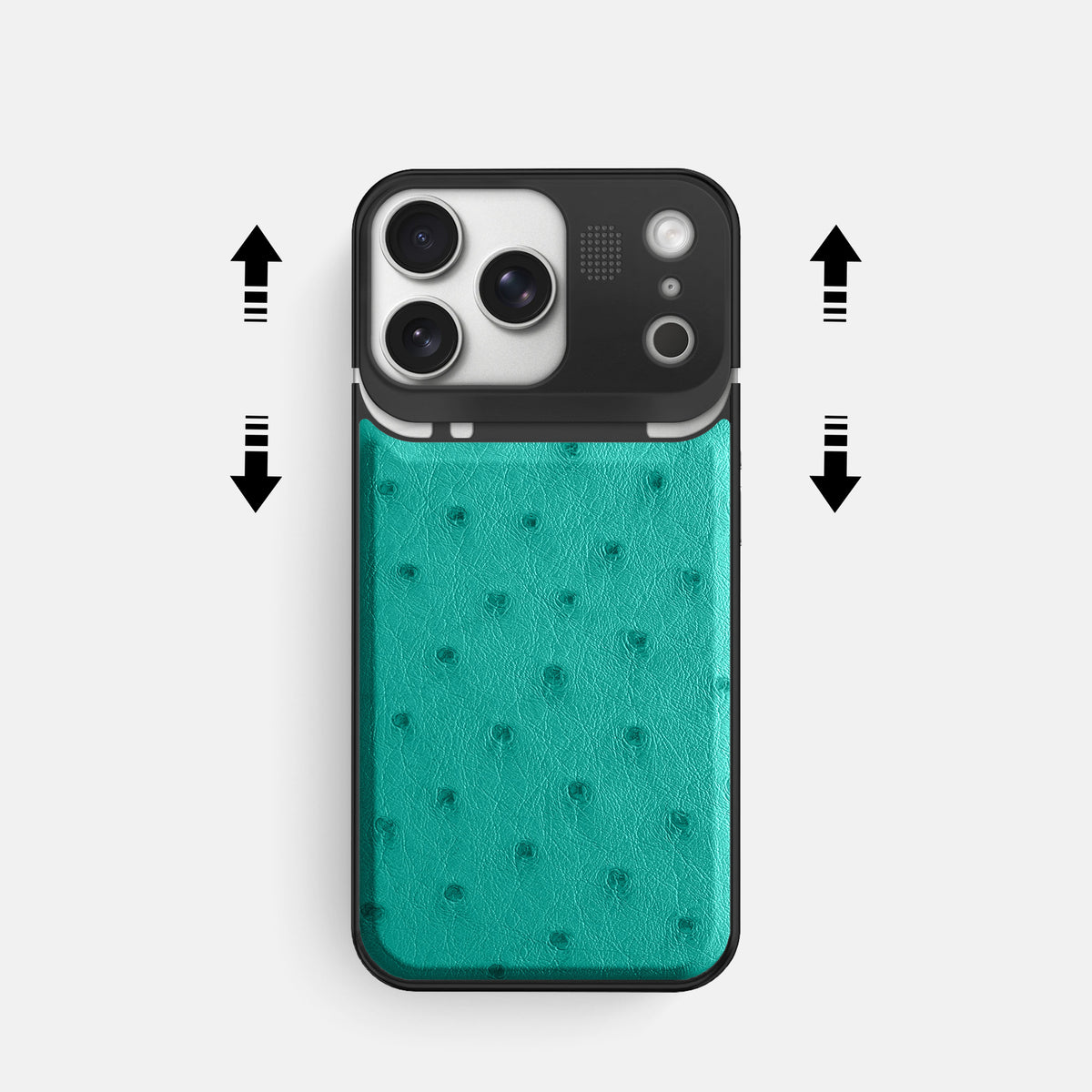 Metal Case For iPhone 17 Pro In Ostrich -2 | Turquoise-Black